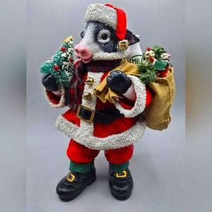 Vintage Santa Figurine Cow Statue